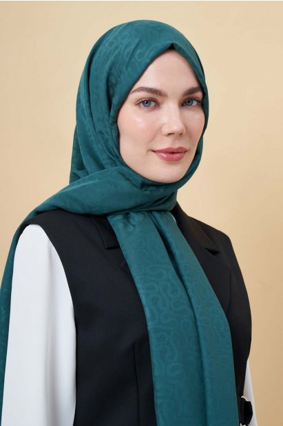 Mizalle His Zümrüt Yeşili Jakarlı Şal - Mizalle