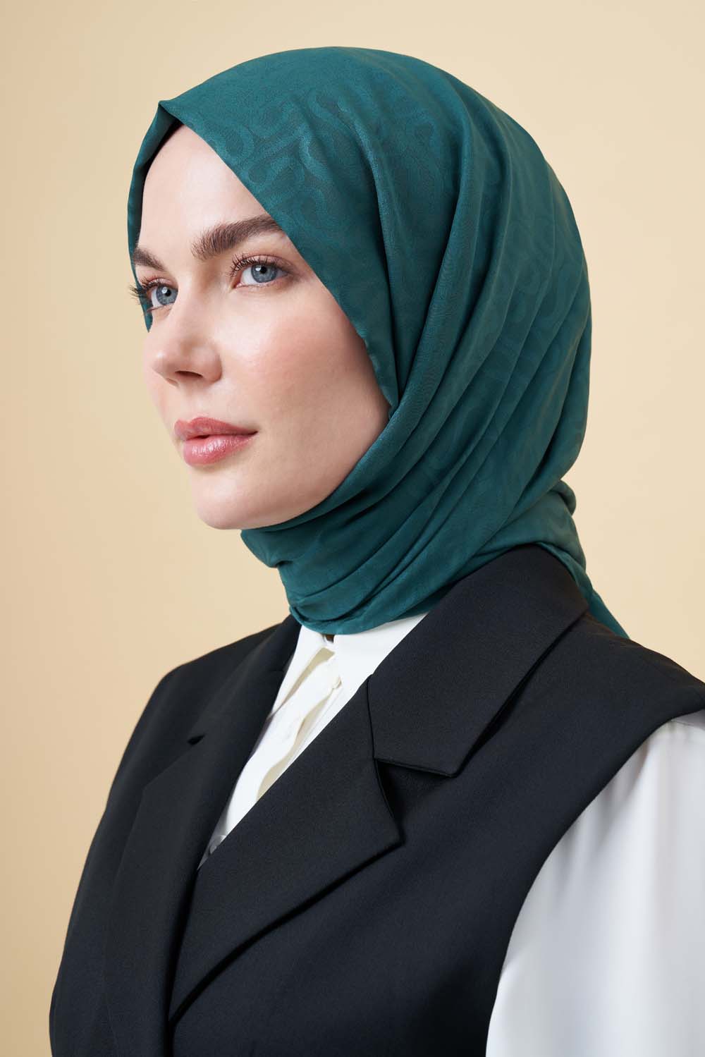 Mizalle His Zümrüt Yeşili Jakarlı Şal