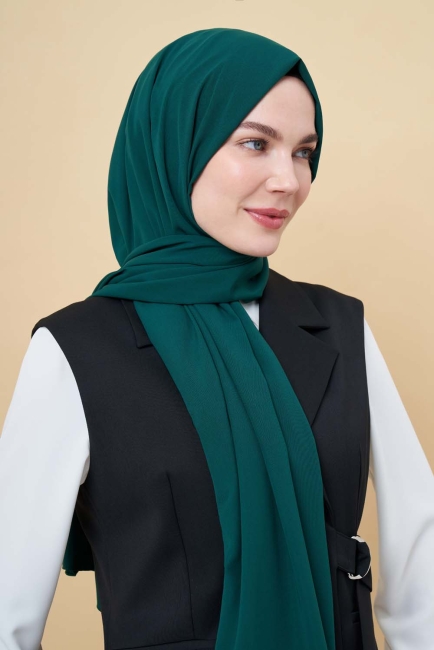 Mizalle - Mizalle Zümrüt Yeşili Medine İpeği Şal